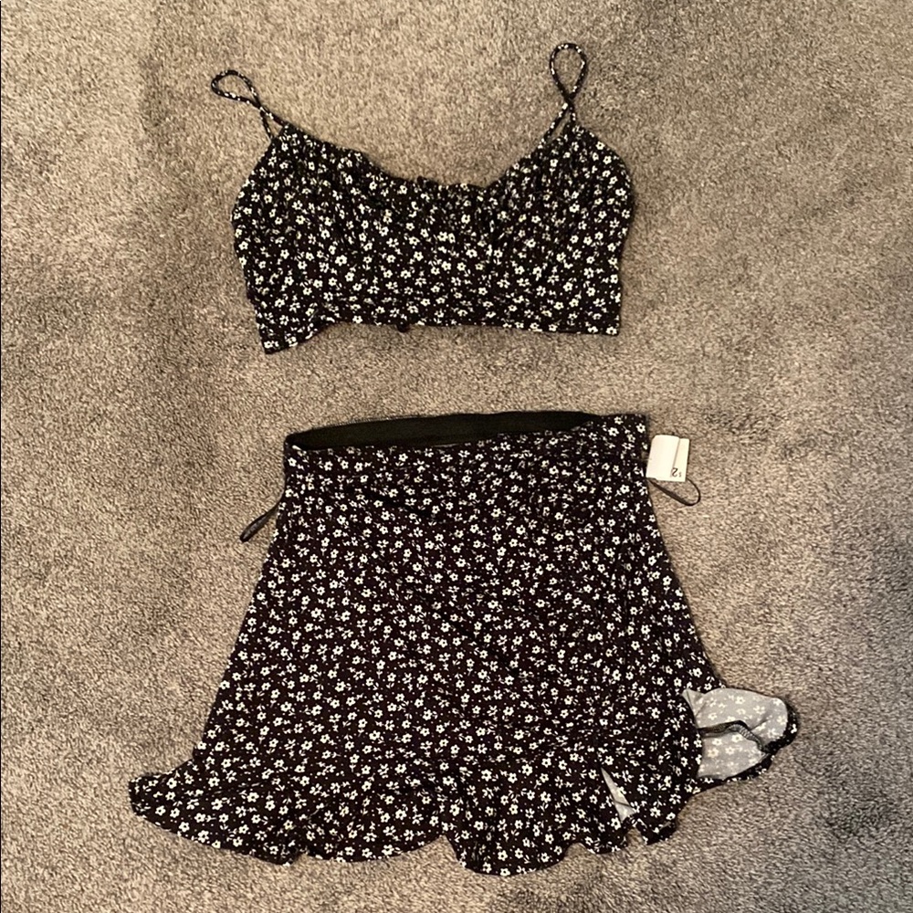 Lovely Day Black and White Ruffled Mini Skirt with Matching Top